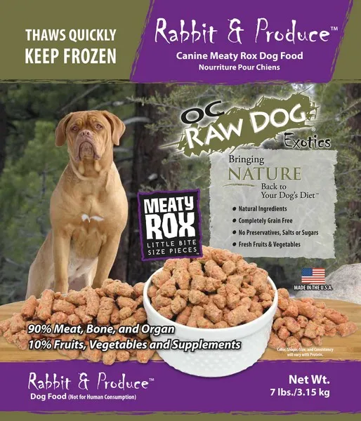 3 Lb OC Raw Rabbit & Produce Meaty Rox - Dog/Cat Supplements